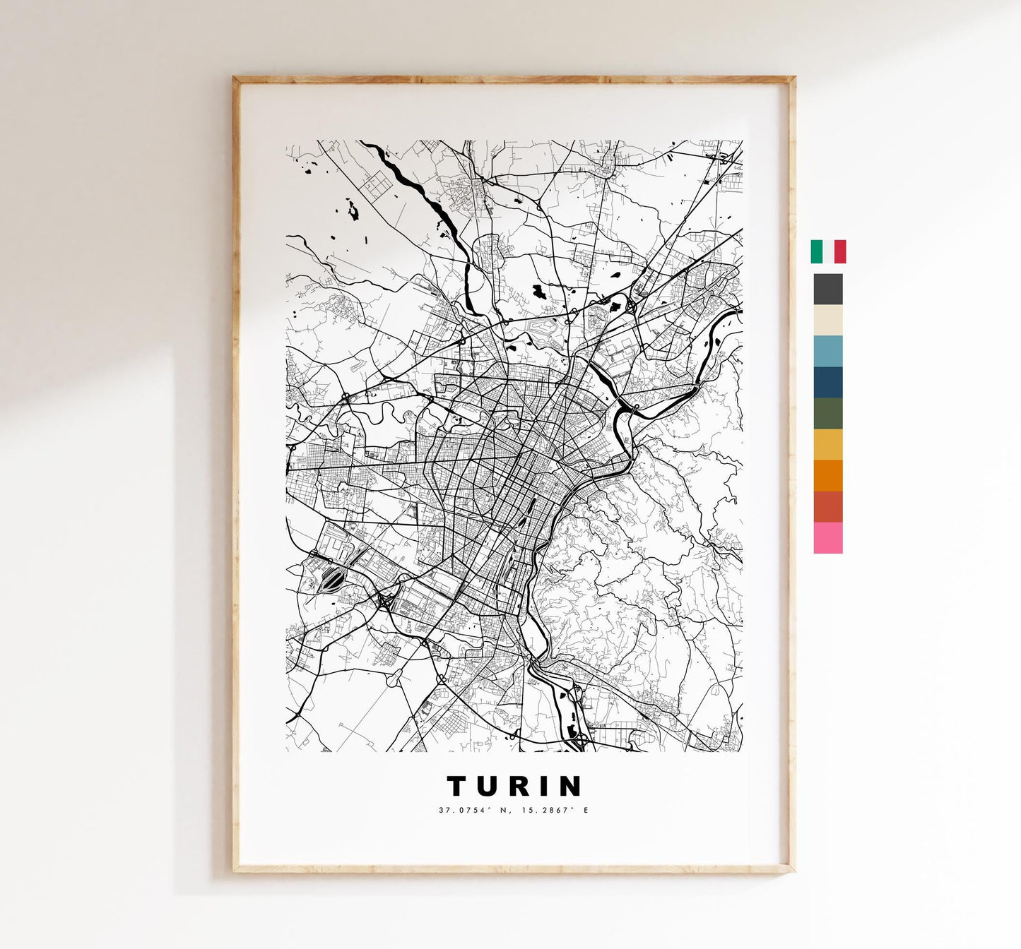 Turin Map Print - City Map Poster - Map Art - Map Wall Art - Italy City Maps - Turin Print - Turin Poster - Minimalist City Map