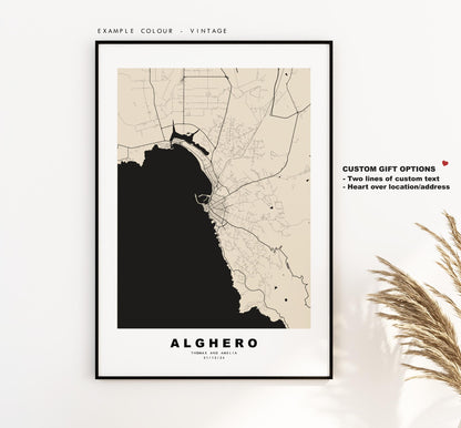 Alghero Map Print - City Map Poster - Map Art - Map Wall Art - Italy City Maps - Alghero Print - Alghero Poster - Minimalist City Map