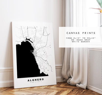 Alghero Map Print - City Map Poster - Map Art - Map Wall Art - Italy City Maps - Alghero Print - Alghero Poster - Minimalist City Map