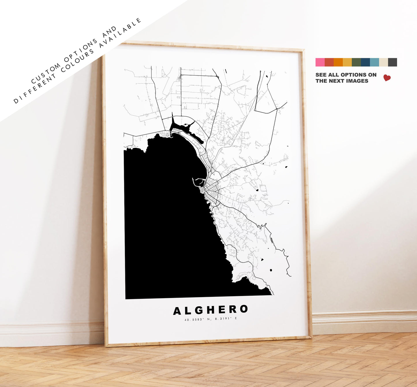 Alghero Map Print - City Map Poster - Map Art - Map Wall Art - Italy City Maps - Alghero Print - Alghero Poster - Minimalist City Map