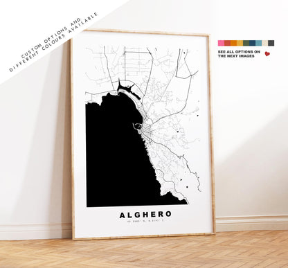 Alghero Map Print - City Map Poster - Map Art - Map Wall Art - Italy City Maps - Alghero Print - Alghero Poster - Minimalist City Map