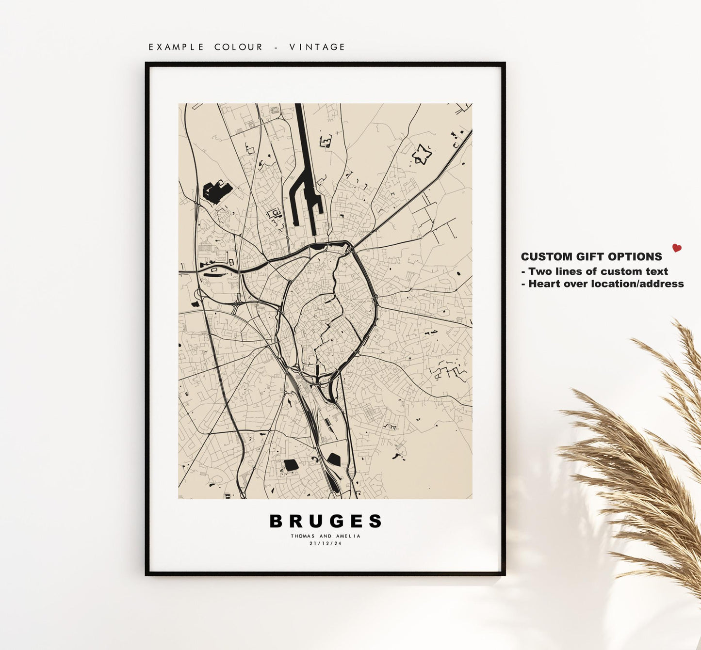 Bruges Map Print - City Map Poster - Map Art - Map Wall Art - Belgium City Maps - Bruges Print - Bruges Poster - Minimalist City Map