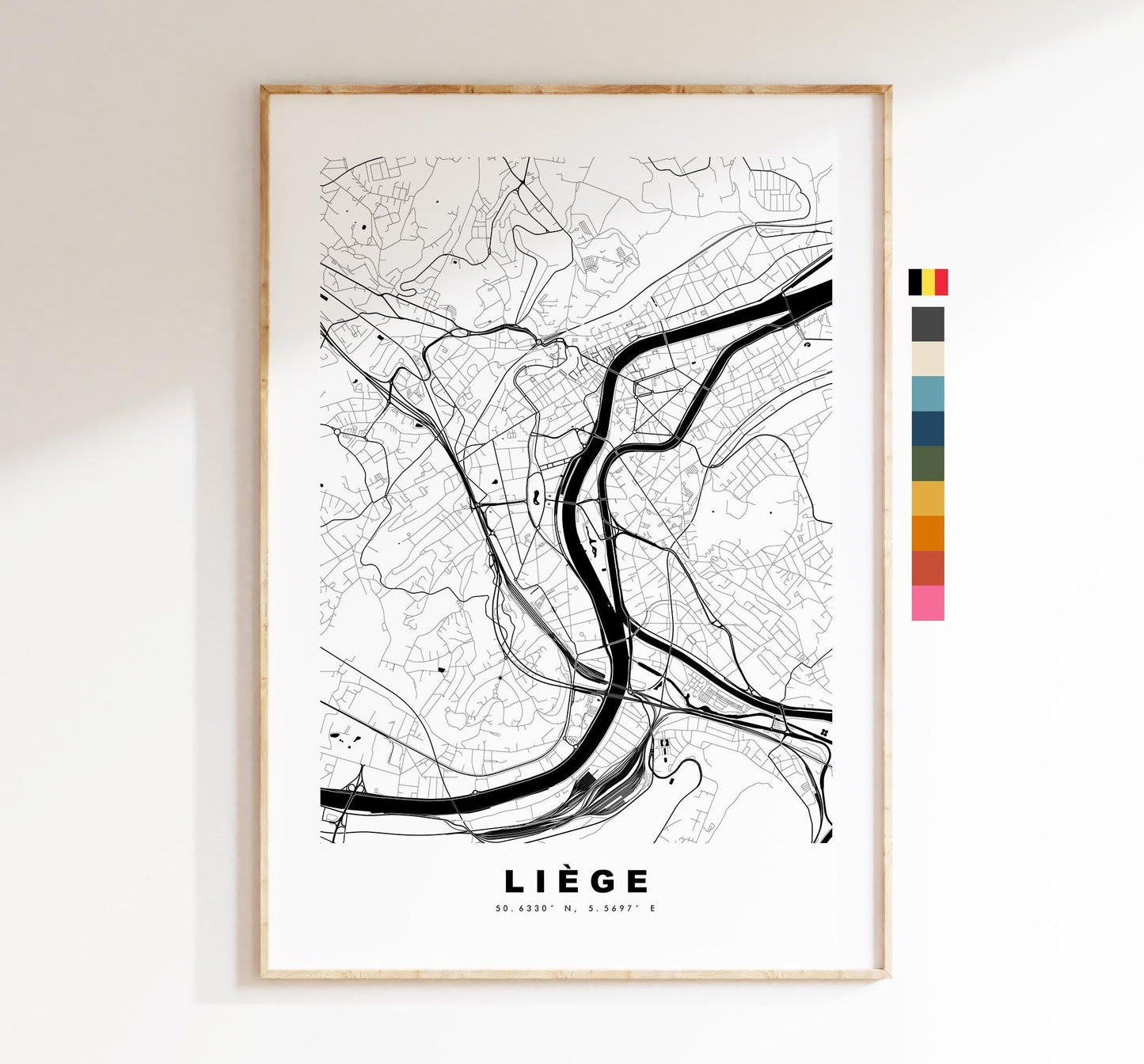 Liege Map Print - City Map Poster - Map Art - Map Wall Art - Belgium City Maps - Liège Print - Liège Poster - Minimalist City Map