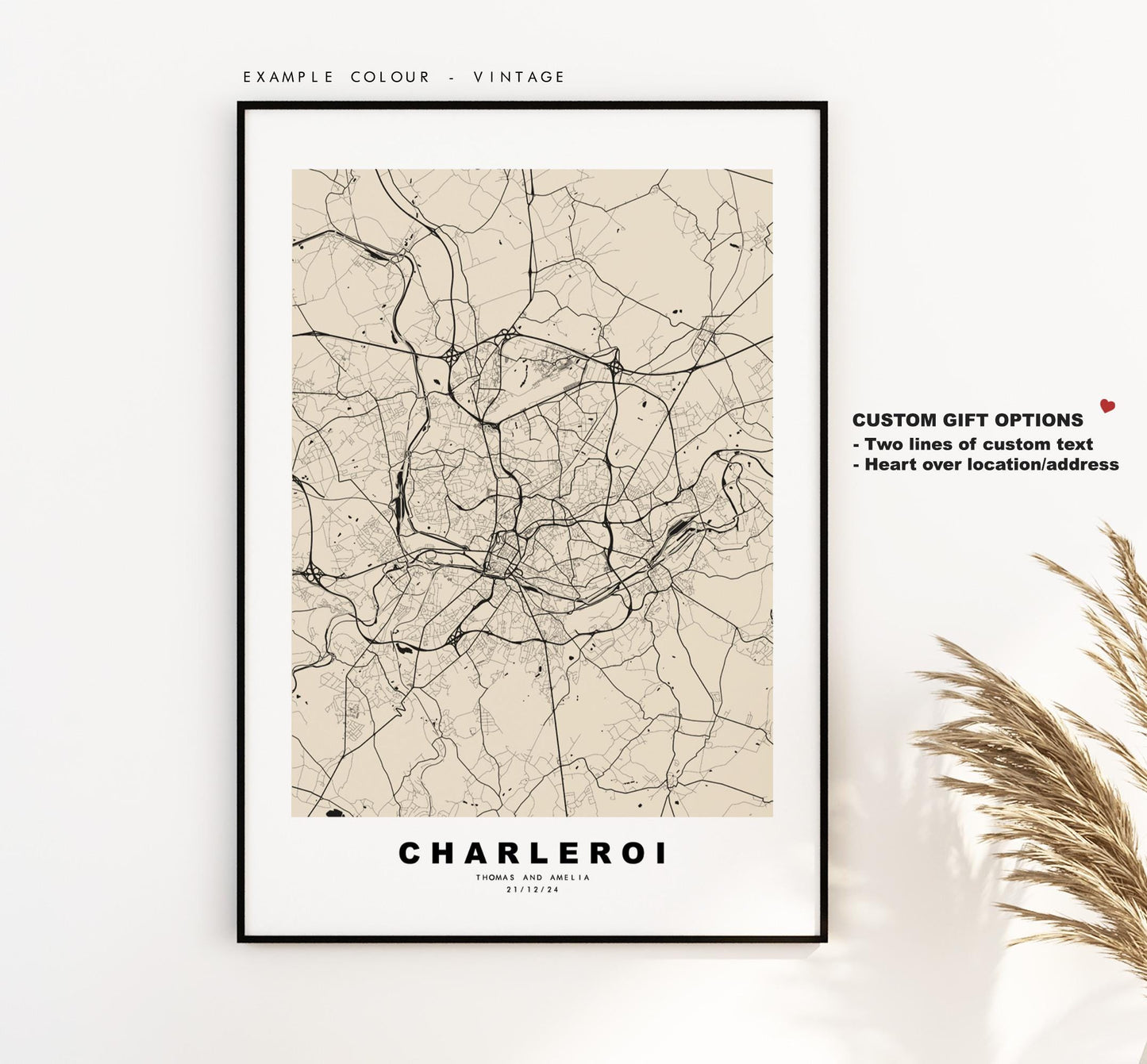 Charleroi Map Print - City Map Poster - Map - Map Wall Art - Belgium City Maps - Charleroi Print - Charleroi Poster - Minimalist City Map