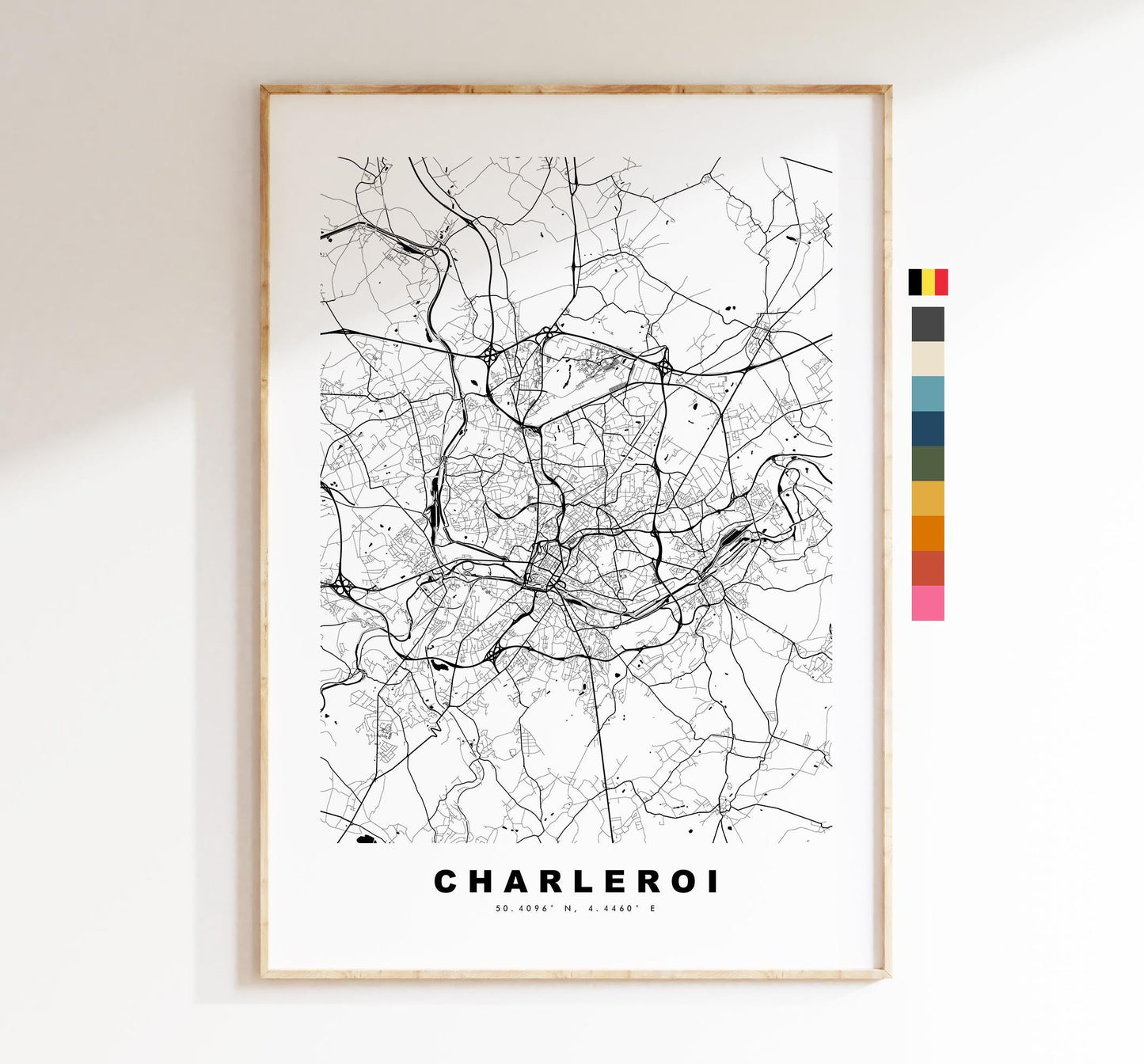 Charleroi Map Print - City Map Poster - Map - Map Wall Art - Belgium City Maps - Charleroi Print - Charleroi Poster - Minimalist City Map