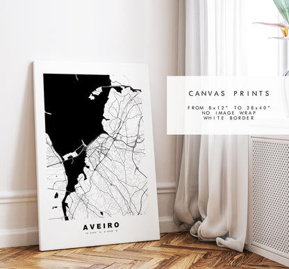 Aveiro Map Print - City Map Poster - Map Art - Map Wall Art - Portugal City Maps - Aveiro Print - Aveiro Poster - Minimalist City Map