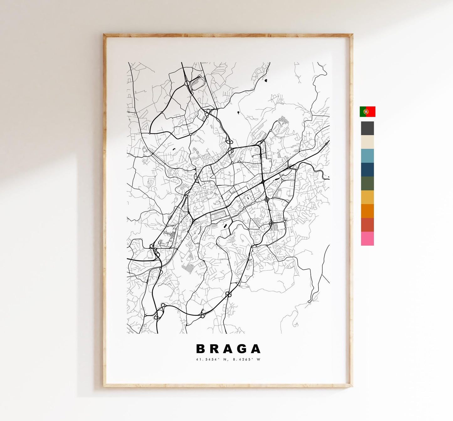 Braga Map Print - City Map Poster - Map Art - Map Wall Art - Portugal City Maps - Braga Print - Braga Poster - Minimalist City Map