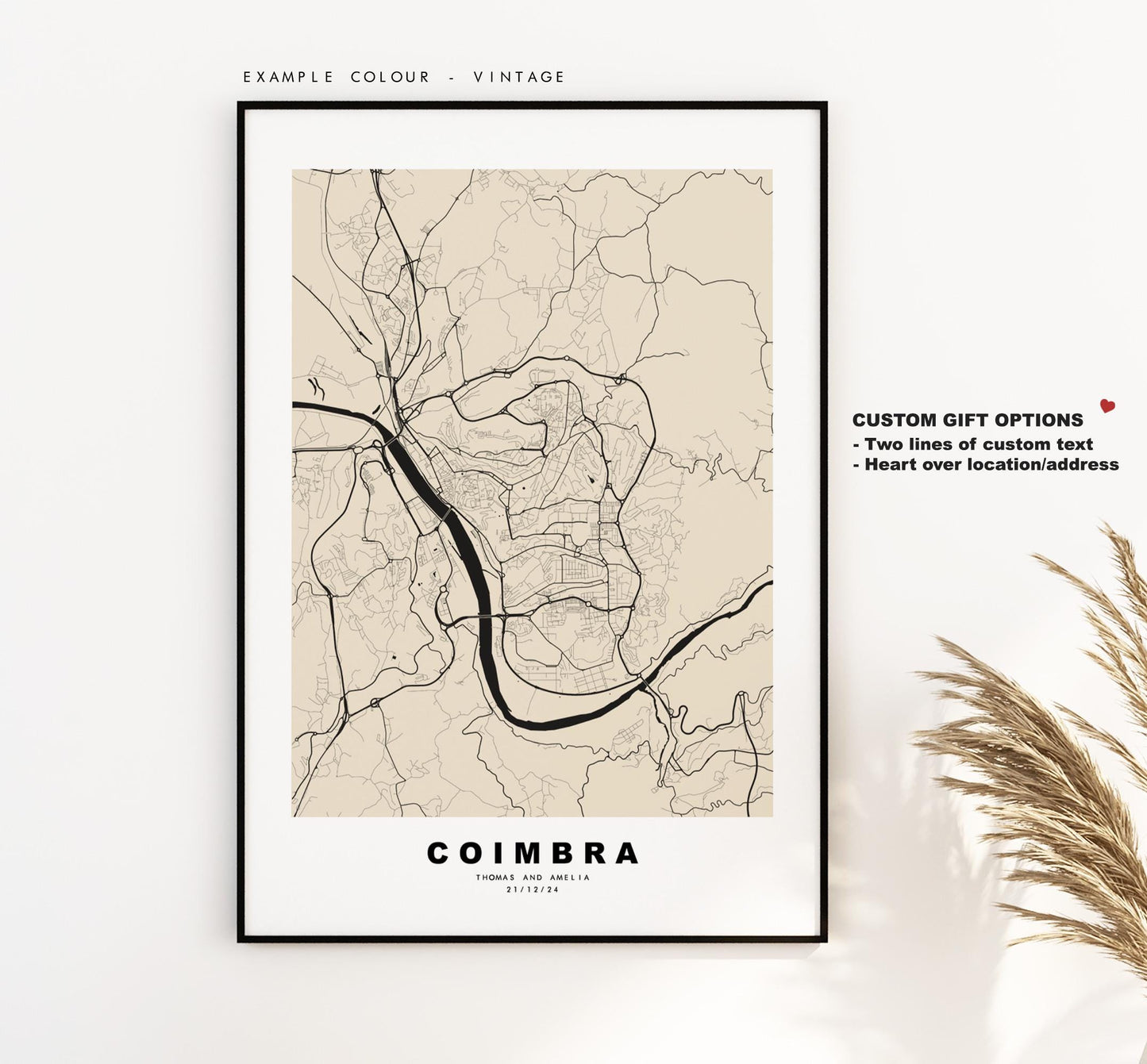 Coimbra Map Print - City Map Poster - Map Art - Map Wall Art - Portugal City Maps - Coimbra Print - Coimbra Poster - Minimalist City Map