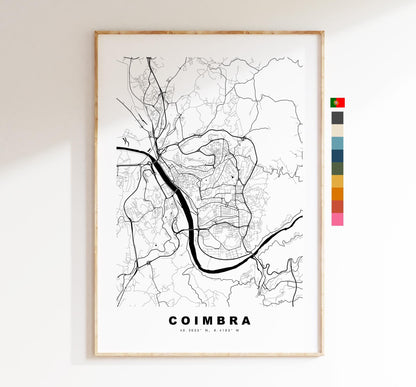 Coimbra Map Print - City Map Poster - Map Art - Map Wall Art - Portugal City Maps - Coimbra Print - Coimbra Poster - Minimalist City Map