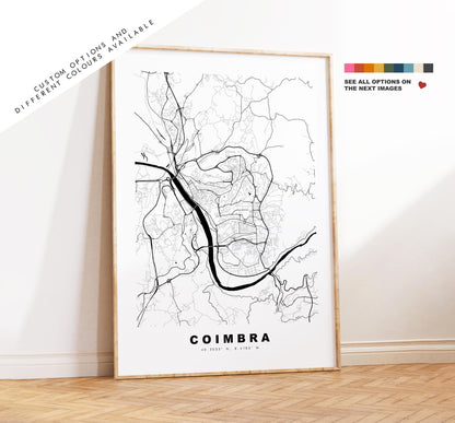 Coimbra Map Print - City Map Poster - Map Art - Map Wall Art - Portugal City Maps - Coimbra Print - Coimbra Poster - Minimalist City Map