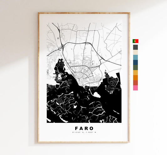 Faro Map Print - City Map Poster - Map Art - Map Wall Art - Portugal City Maps - Faro Print - Faro Poster - Minimalist City Map