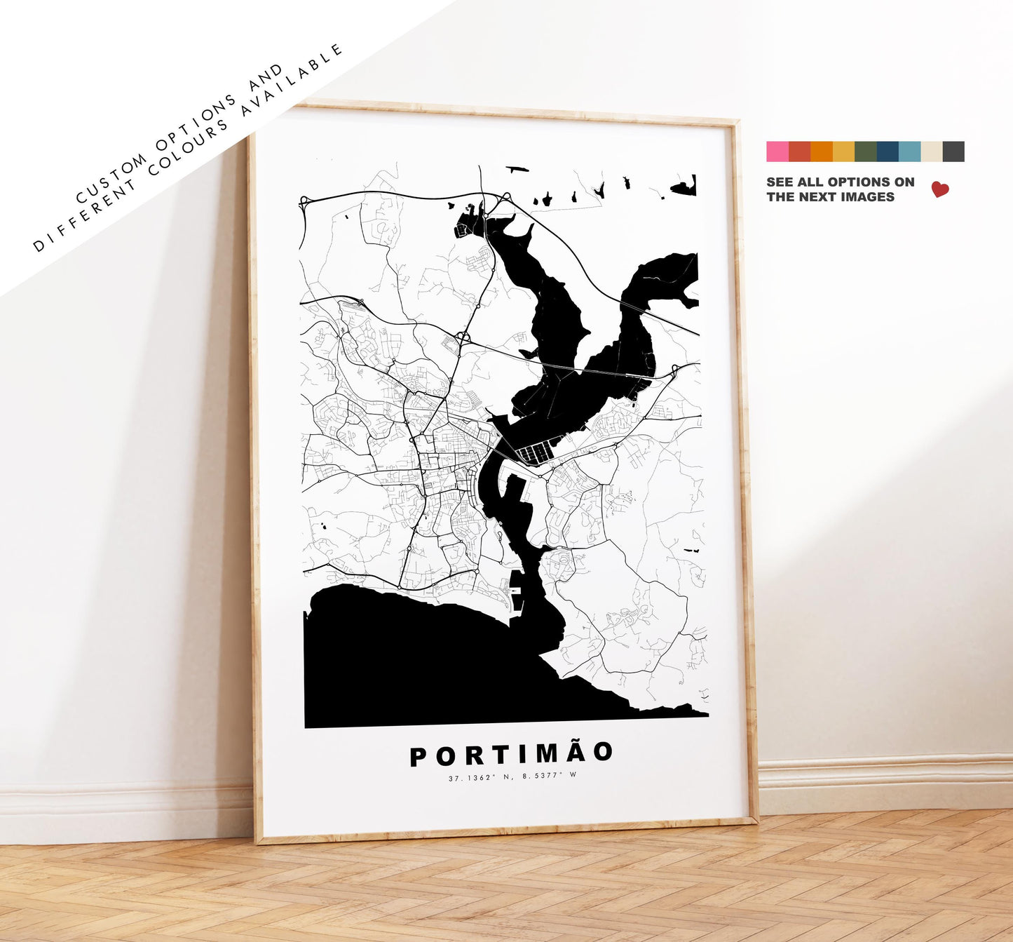 Portimao Map Print - City Map Poster - Map Art - Map Wall Art - Portugal City Maps - Portimão Print - Portimão Poster - Minimalist City Map