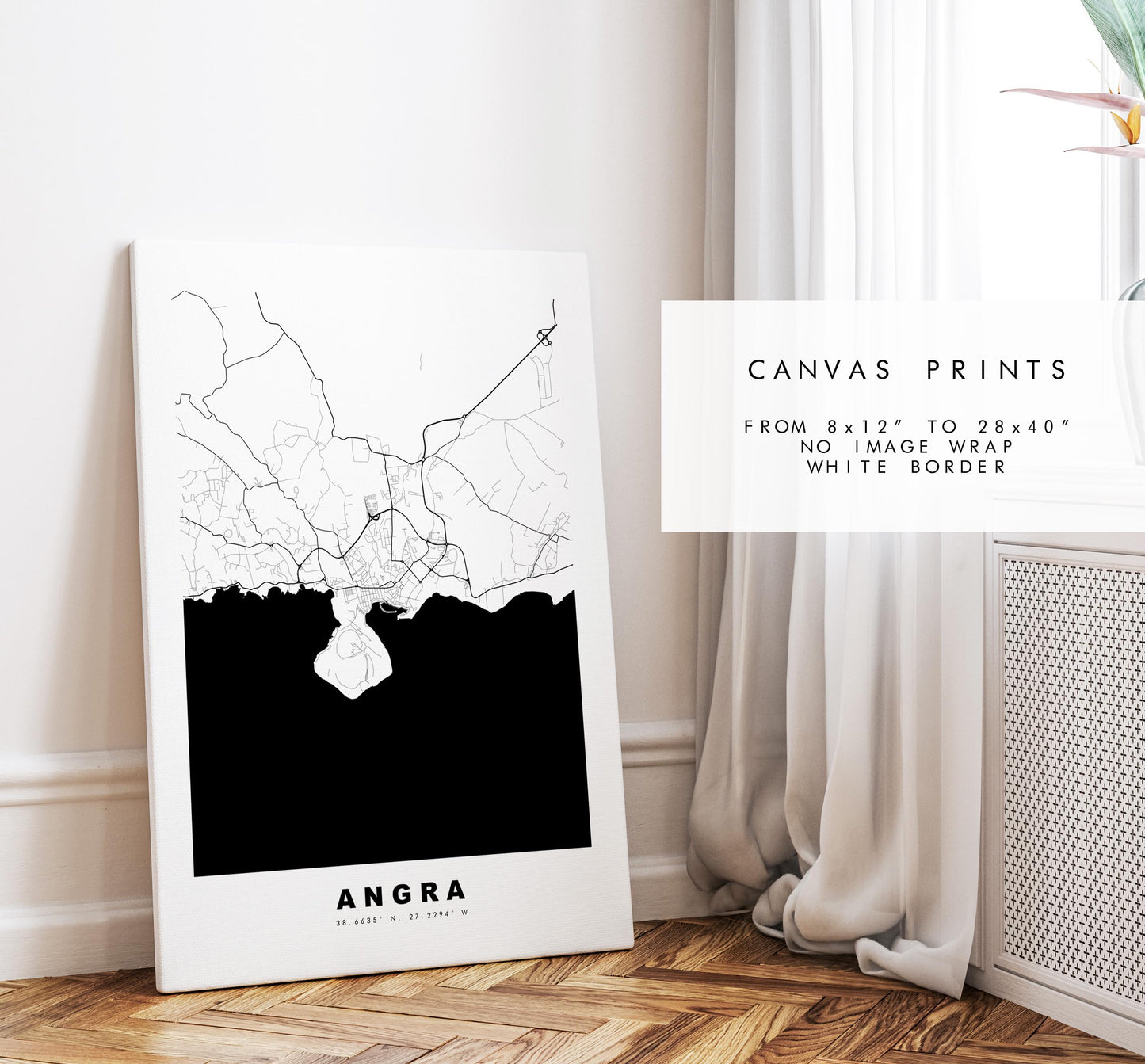 Angra Map Print - City Map Poster - Map Art - Map Wall Art - Portugal City Maps - Angra do Heroismo Print - Poster - Minimalist City Map