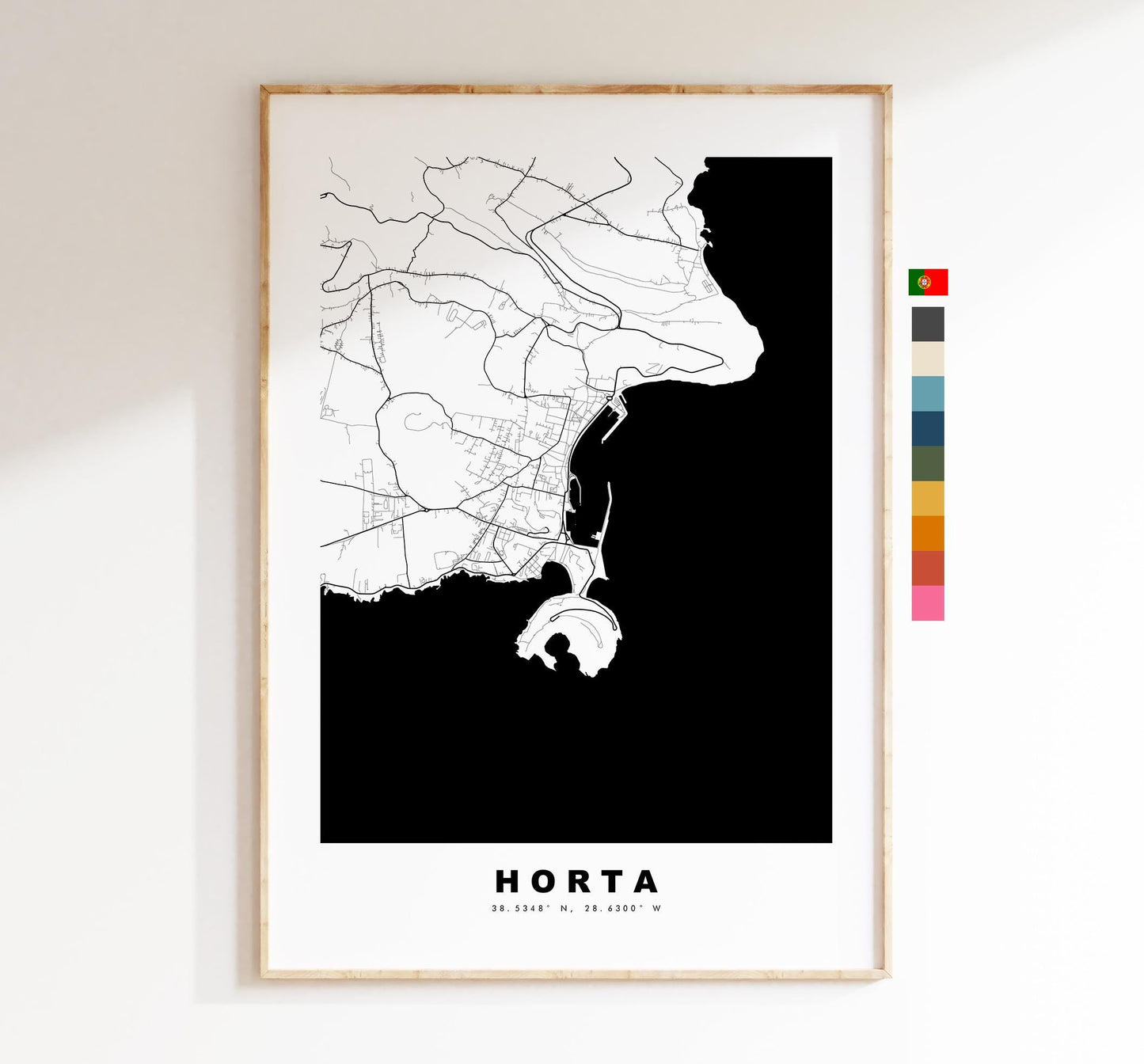 Horta Map Print - City Map Poster - Map Art - Map Wall Art - Portugal City Maps - Horta Print - Poster - Minimalist City Map - Faial