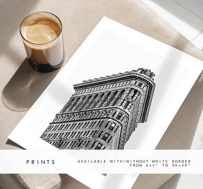 Flat Iron Building - New York - Black and White Photography Print - Architecture - NYC Architecture - Skyscraper - Flat Iron Print - Poster