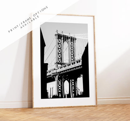 Manhattan Bridge - Black and White Photography Print - New York City Print - Poster - Artwork - Minimalist - Architecture - Bridge - NYC