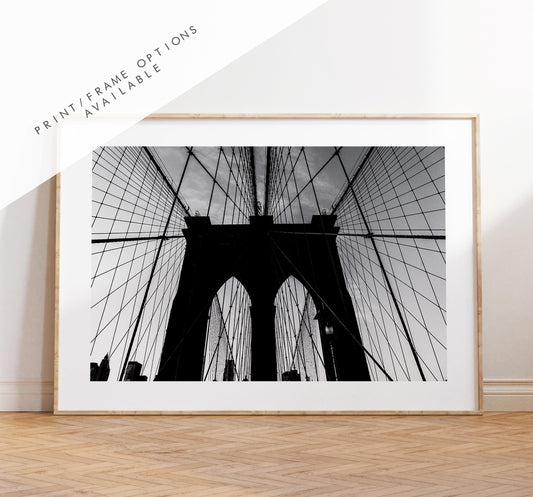 Brooklyn Bridge - New York Photography Print - New York Photography - Travel - Black and White - New York Print  - Brooklyn Bridge Print