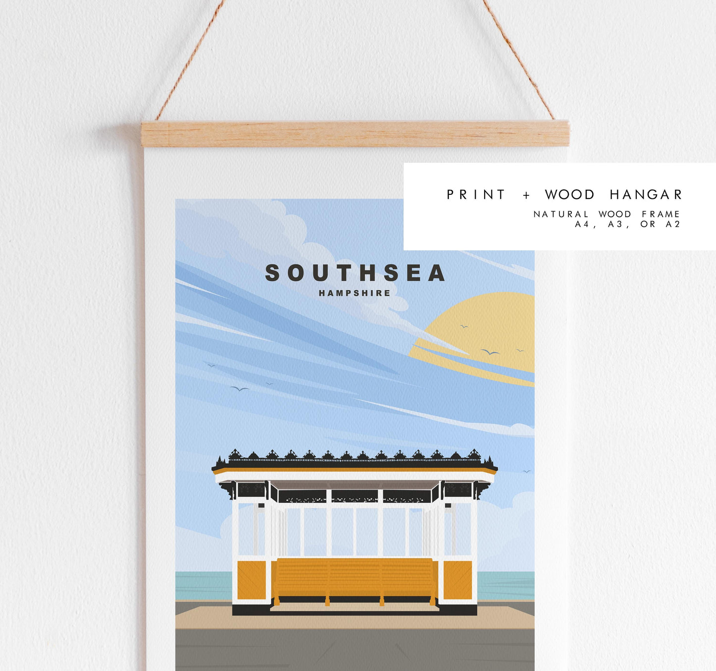 Southsea Travel Poster - Wall Art Print - Southsea and Portsmouth Travel Posters - Minimalist Retro Style - Prints or Framed Prints