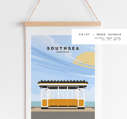 Southsea Travel Poster - Wall Art Print - Southsea and Portsmouth Travel Posters - Minimalist Retro Style - Prints or Framed Prints