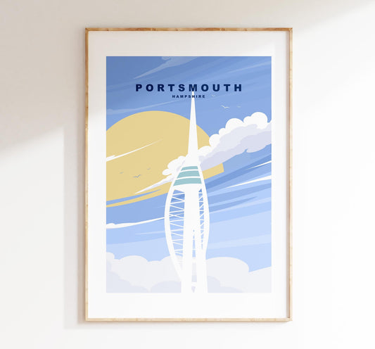 Portsmouth Travel Poster - Wall Art Print - Southsea and Portsmouth Travel Posters - Minimalist Retro Style - Prints or Framed Prints