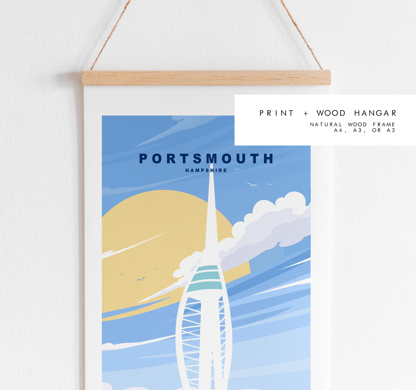 Portsmouth Travel Poster - Wall Art Print - Southsea and Portsmouth Travel Posters - Minimalist Retro Style - Prints or Framed Prints