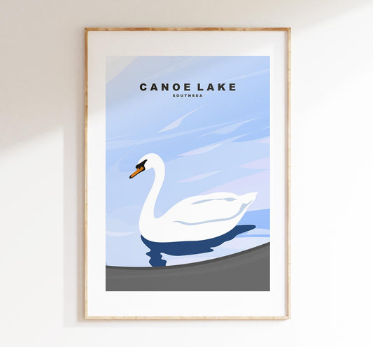 Canoe Lake Travel Poster - Wall Art Print - Southsea and Portsmouth Travel Posters - Minimalist Retro Style - Prints or Framed Prints