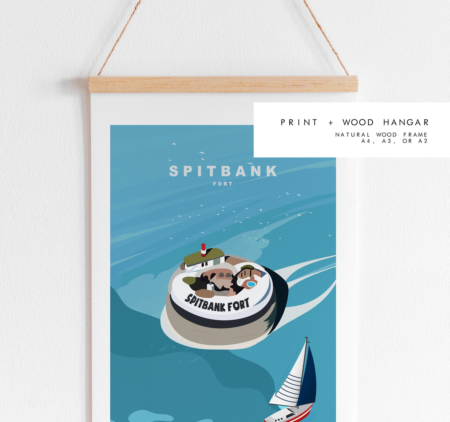 Spitbank Fort Travel Poster - Wall Art Print - Southsea and Portsmouth Travel Posters - Minimalist Retro Style - Prints or Framed Prints