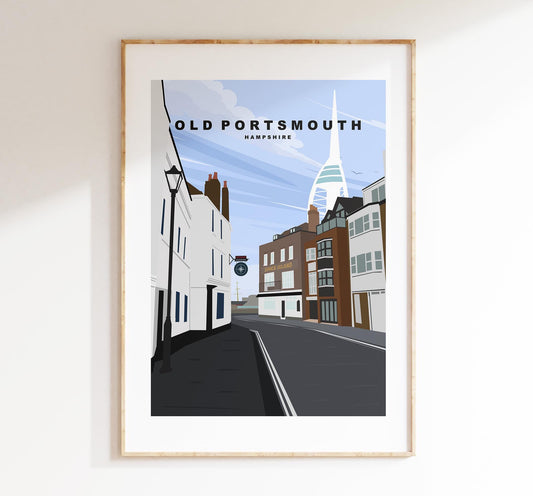 Old Portsmouth Travel Poster - Wall Art Print - Southsea and Portsmouth Travel Posters - Minimalist Retro Style - Prints or Framed Prints