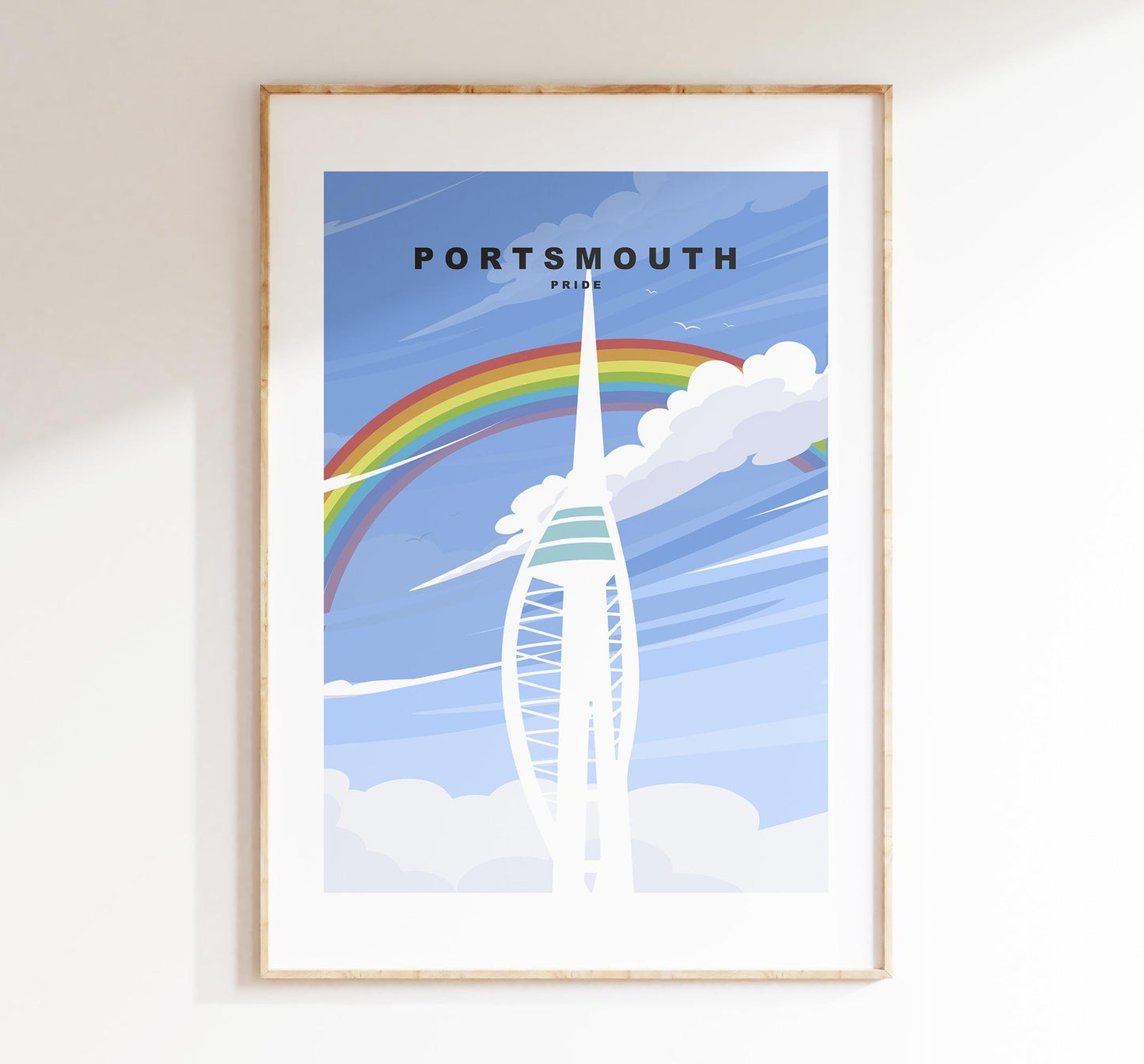 Portsmouth Pride Travel Poster - Wall Art Print - Southsea and Portsmouth Travel Posters - Minimalist Retro Style - Prints or Framed Prints