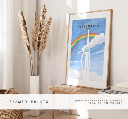 Portsmouth Pride Travel Poster - Wall Art Print - Southsea and Portsmouth Travel Posters - Minimalist Retro Style - Prints or Framed Prints