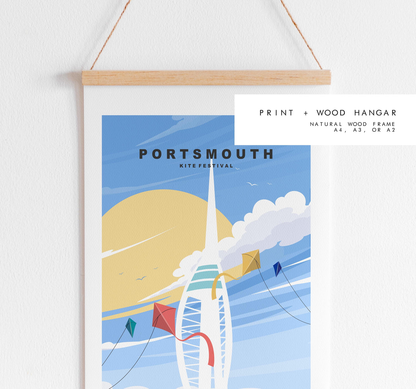 Portsmouth Kite Festival Travel Poster - Wall Art Print - Southsea and Portsmouth Travel Posters - Minimalist - Prints or Framed Prints