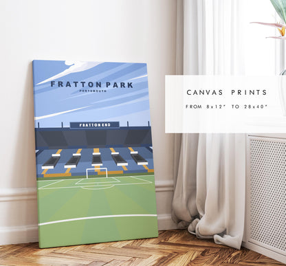 Fratton Park Travel Poster - Wall Art Print - Southsea and Portsmouth Travel Posters - Minimalist Retro Style - Prints or Framed Prints