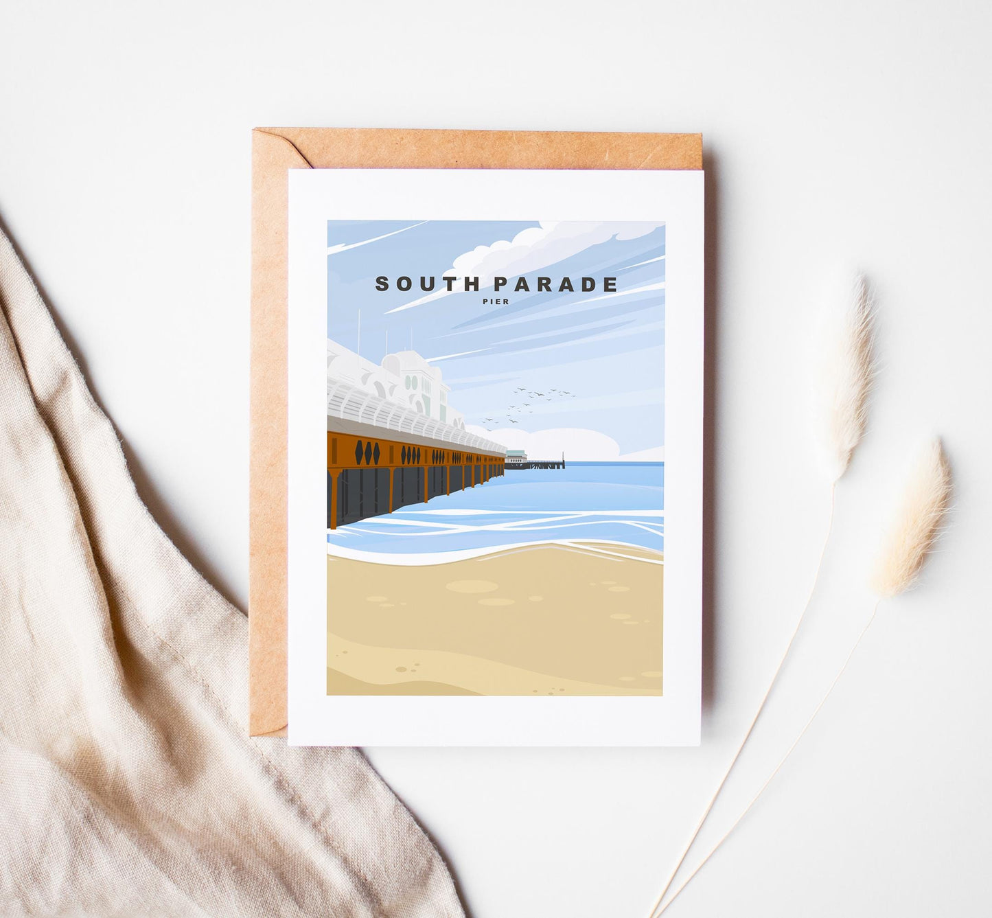 South Parade Pier Greeting Card - Portsmouth and Southsea Cards (Travel Designs) - Blank Inside or Include Message - Envelope Included