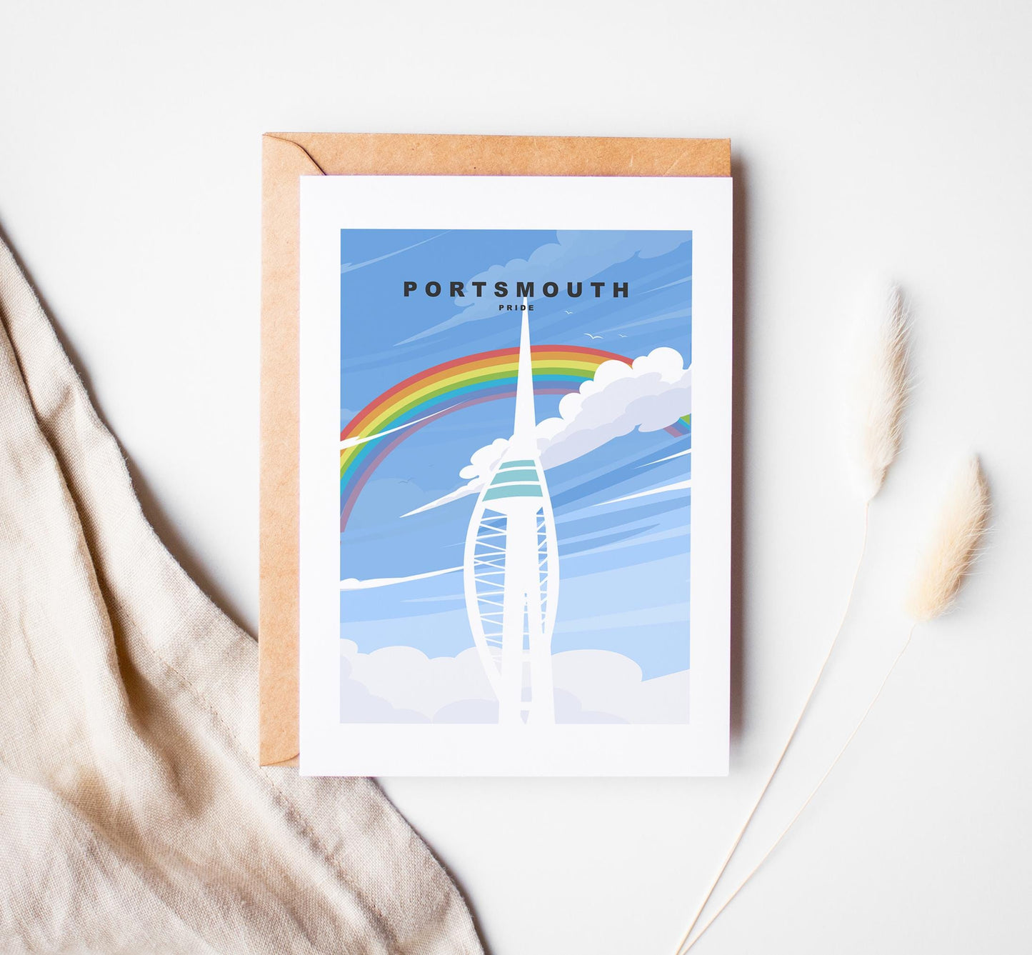 Portsmouth Pride Greeting Card - Portsmouth and Southsea Cards (Travel Designs) - Blank Inside or Include Message - Envelope Included