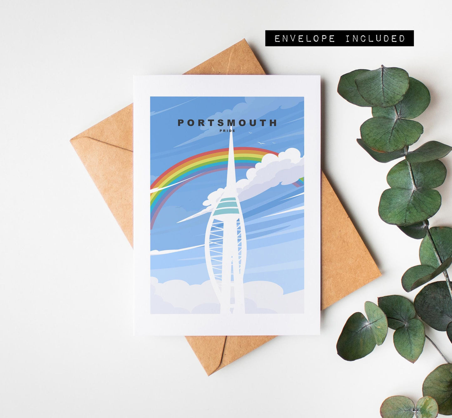 Portsmouth Pride Greeting Card - Portsmouth and Southsea Cards (Travel Designs) - Blank Inside or Include Message - Envelope Included