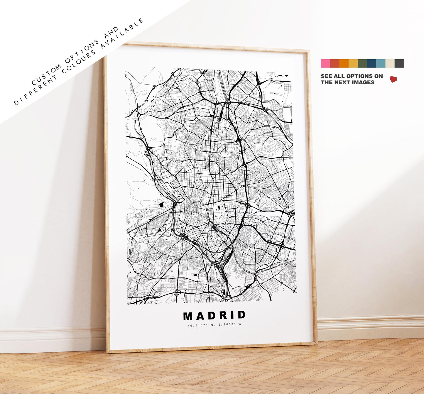 Madrid Map Print - City Map Poster - Map Art - Map Wall Art - Spain City Maps - Madrid Print - Madrid Poster - Minimalist City Map