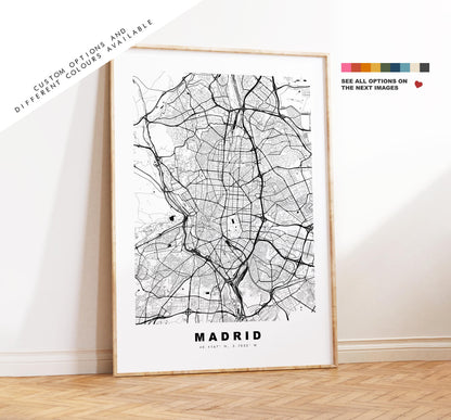 Madrid Map Print - City Map Poster - Map Art - Map Wall Art - Spain City Maps - Madrid Print - Madrid Poster - Minimalist City Map