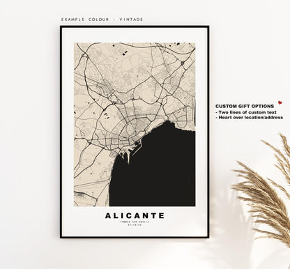 Alicante Map Print - City Map Poster - Map Art - Map Wall Art - Spain City Maps - Alicante Print - Alicante Poster - Minimalist City Map