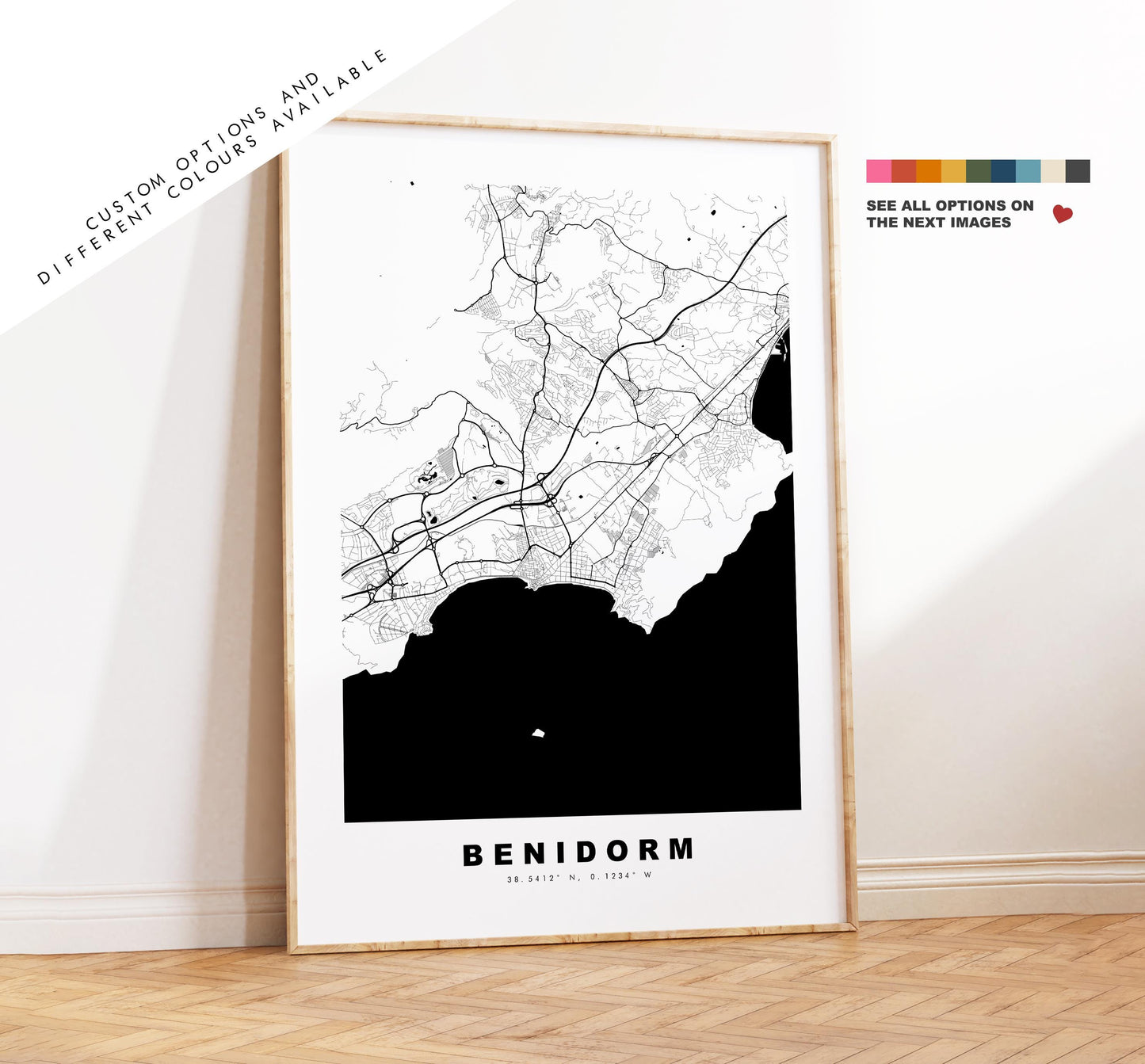 Benidorm Map Print - City Map Poster - Map Art - Map Wall Art - Spain City Maps - Benidorm Print - Benidorm Poster - Minimalist City Map