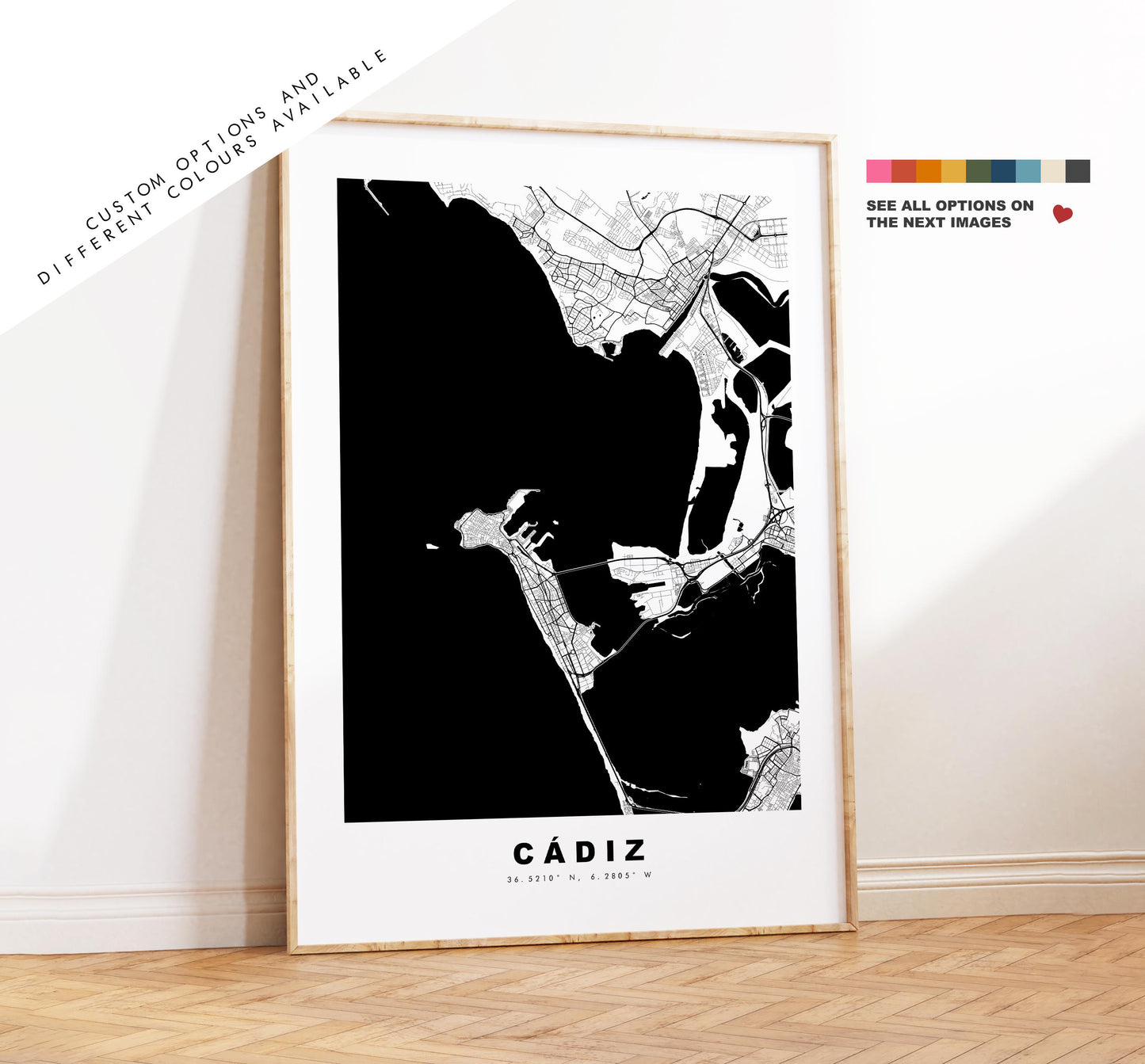 Cadiz Map Print - City Map Poster - Map Art - Map Wall Art - Spain City Maps - Cadiz Print - Cadiz Poster - Minimalist City Map