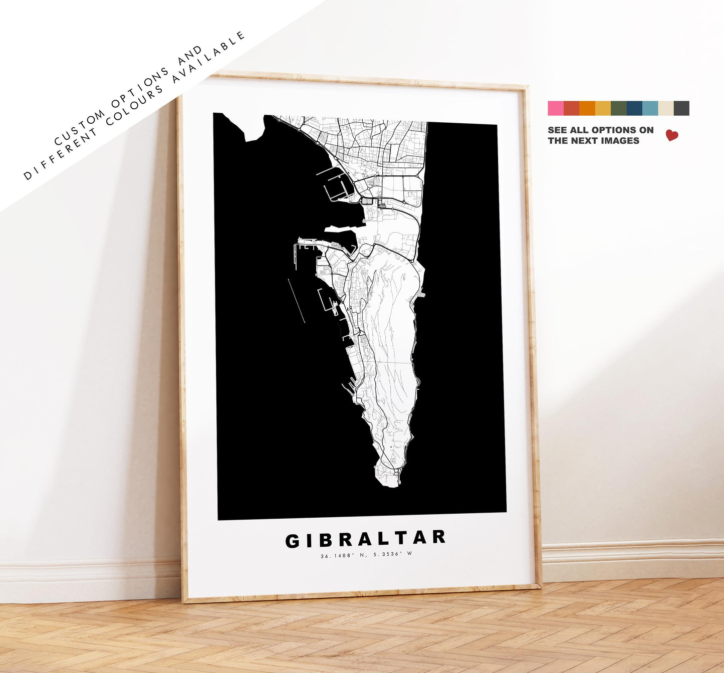 Gibraltar Map Print - City Map Poster - Map Art - Map Wall Art - Spain City Maps - Gibraltar Print - Gibraltar Poster - Minimalist City Map