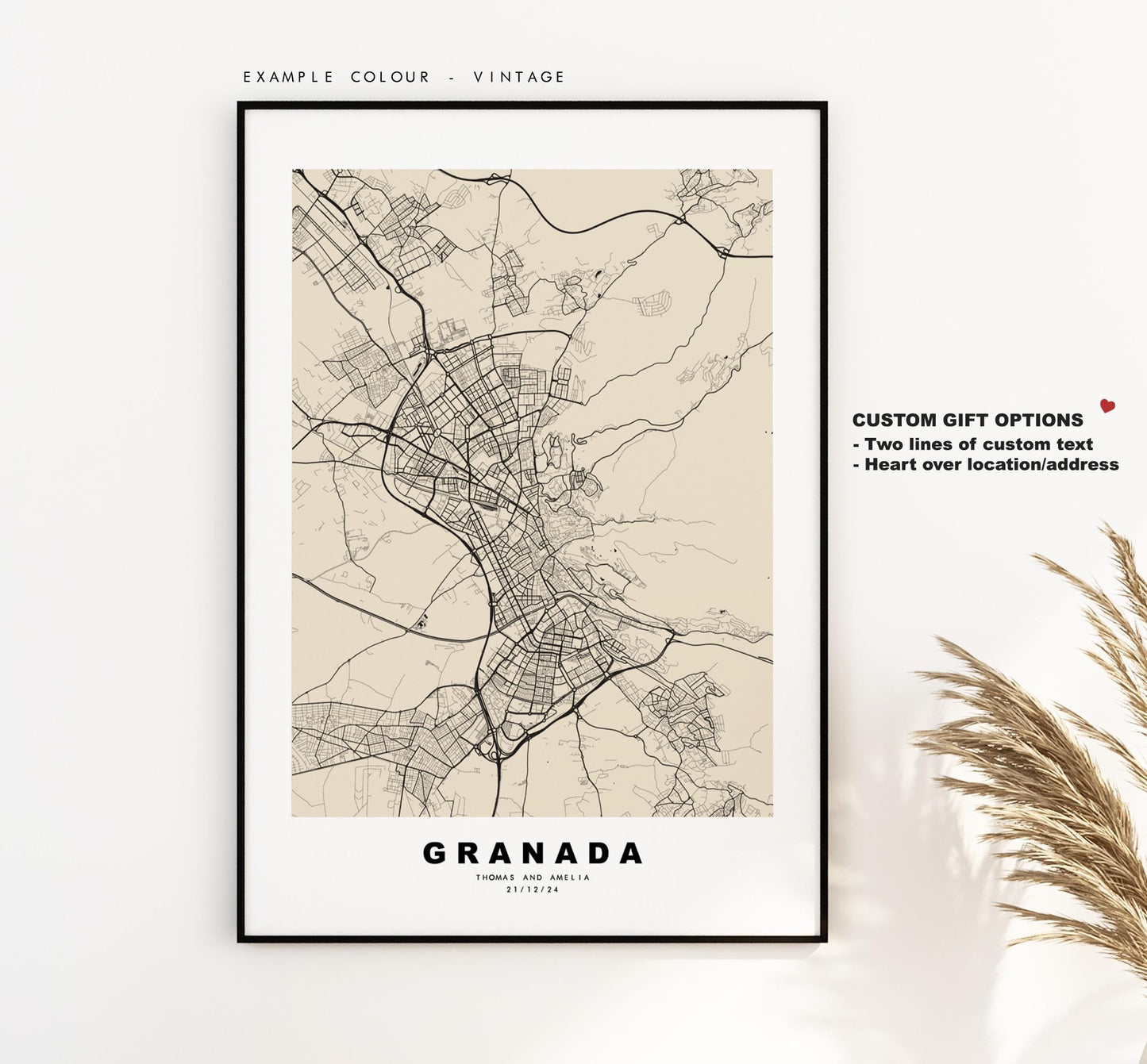 Granada Map Print - City Map Poster - Map Art - Map Wall Art - Spain City Maps - Granada Print - Granada Poster - Minimalist City Map