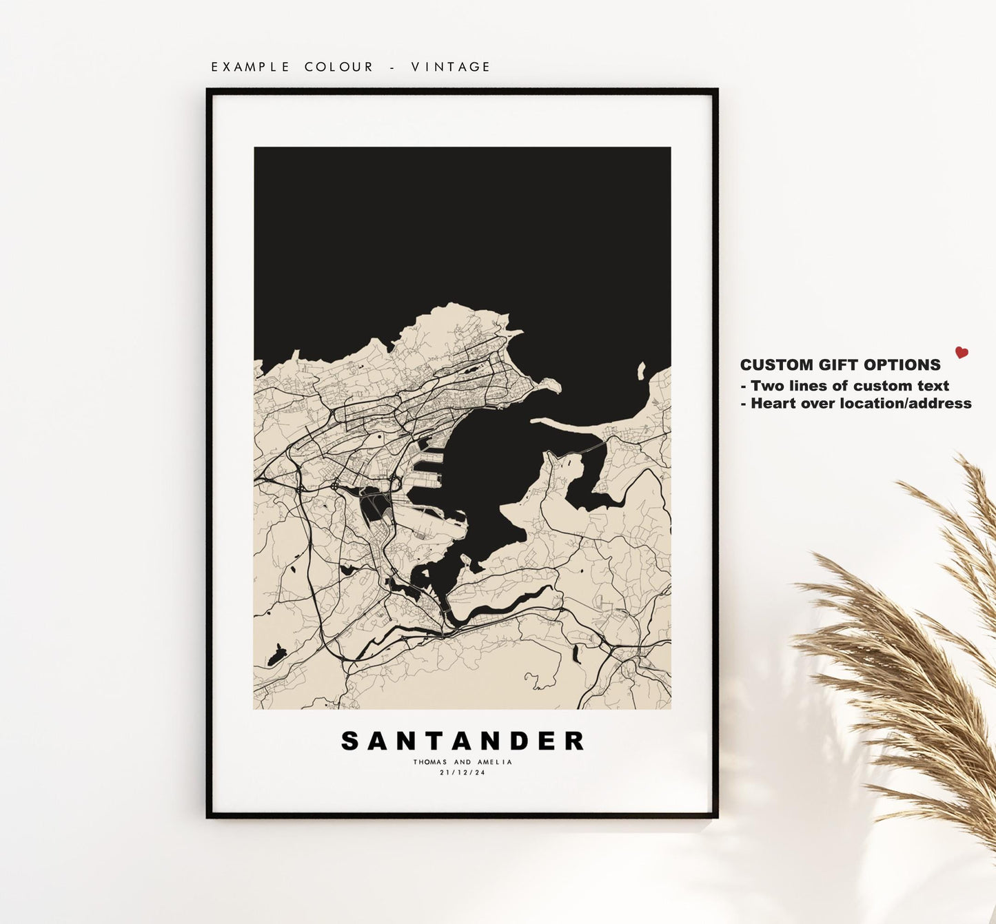 Santander Map Print - City Map Poster - Map Art - Map Wall Art - Spain City Maps - Santander Print - Santander Poster - Minimalist City Map