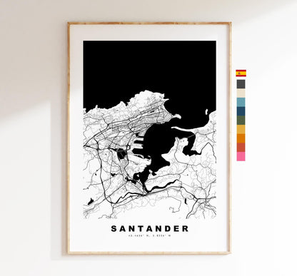 Santander Map Print - City Map Poster - Map Art - Map Wall Art - Spain City Maps - Santander Print - Santander Poster - Minimalist City Map