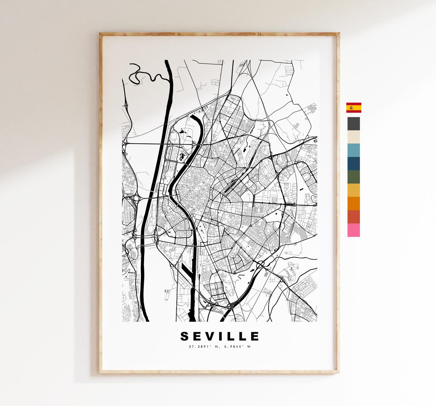 Seville Map Print - City Map Poster - Map Art - Map Wall Art - Spain City Maps - Seville Print - Seville Poster - Minimalist City Map