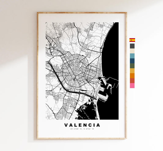 Valencia Map Print - City Map Poster - Map Art - Map Wall Art - Spain City Maps - Valencia Print - Valencia Poster - Minimalist City Map