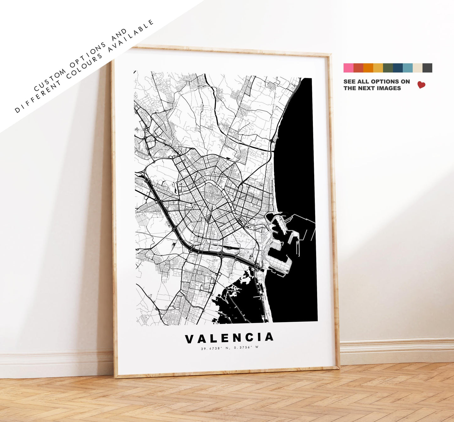 Valencia Map Print - City Map Poster - Map Art - Map Wall Art - Spain City Maps - Valencia Print - Valencia Poster - Minimalist City Map