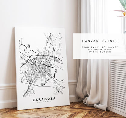 Zaragoza Map Print - City Map Poster - Map Art - Map Wall Art - Spain City Maps - Zaragoza Print - Zaragoza Poster - Minimalist City Map