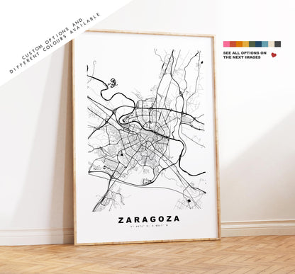 Zaragoza Map Print - City Map Poster - Map Art - Map Wall Art - Spain City Maps - Zaragoza Print - Zaragoza Poster - Minimalist City Map