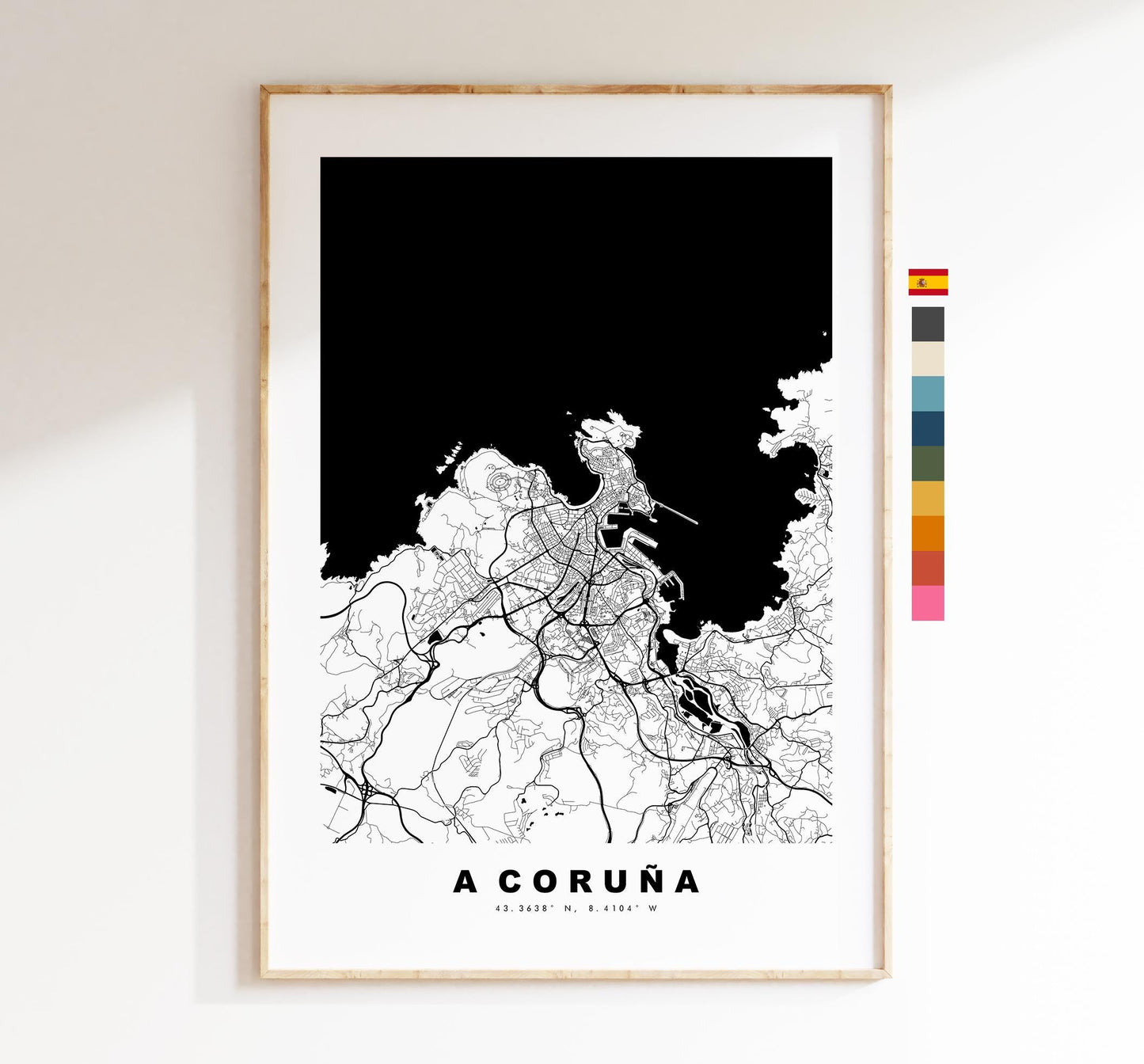 A Coruna Map Print - City Map Poster - Map Art - Map Wall Art - Spain City Maps - A Coruna Print - A Coruña Poster - Minimalist City Map